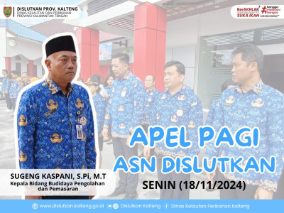 ASN Dislutkan Prov. Kalteng mengikuti Apel Pagi Rutin di Halaman Kantor Dislutkan Prov. Kalteng, Senin (18/11/2024).