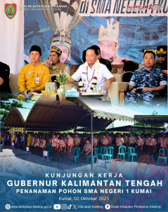 Kepala Dislutkan Prov. Kalteng Sri Widanarni, S.IP, M.Si Mengikuti Kunjungan Kerja Gubernur Kalimantan Tengah Dalam Kegiatan Penanaman Pohon di SMAN 1 Kumai Kabupaten Kotawaringin Barat, Kamis (2/10/2025).