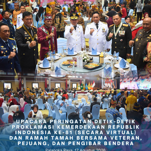 Gambar Upacara Peringatan Detik-Detik Proklamasi Kemerdekaan Republik Indonesia ke-81 (secara Virtual) dan Ramah Tamah Bersama Veteran, Pejuang, dan Pengibar Bendera