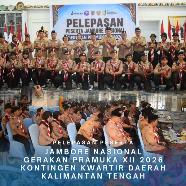 Gambar Pelepasan Peserta Jambore Nasional Gerakan Pramuka XII 2026 Kontingen Kwartir Daerah Kalimantan Tengah