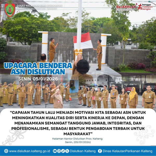 Gambar ASN Dislutkan Prov. Kalteng Melaksanakan Upacara Bendera Senin di awal Tahun 2026 di Halaman Kantor Dislutkan, Senin (05/01/2026)