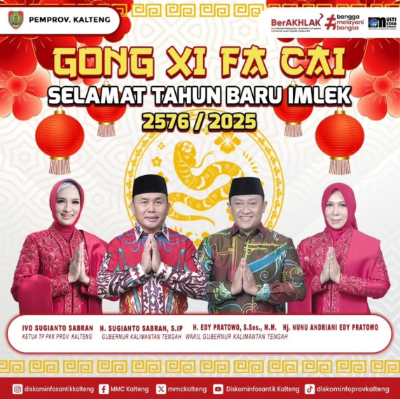 Gambar Pemprov Kalteng Mengucapkan GONG XI FA CAI   Selamat Tahun Baru Imlek 2576 / 2025