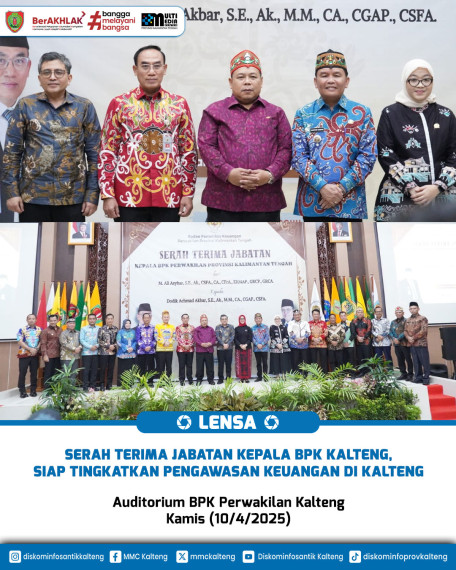 Gambar Serah Terima Jabatan Kepala BPK Kalteng, Siap Tingkatkan Pengawasan Keuangan di Kalteng