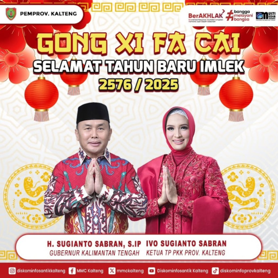 Gambar Gubernur Kalteng Mengucapkan GONG XI FA CAI   Selamat Tahun Baru Imlek 2576 / 2025