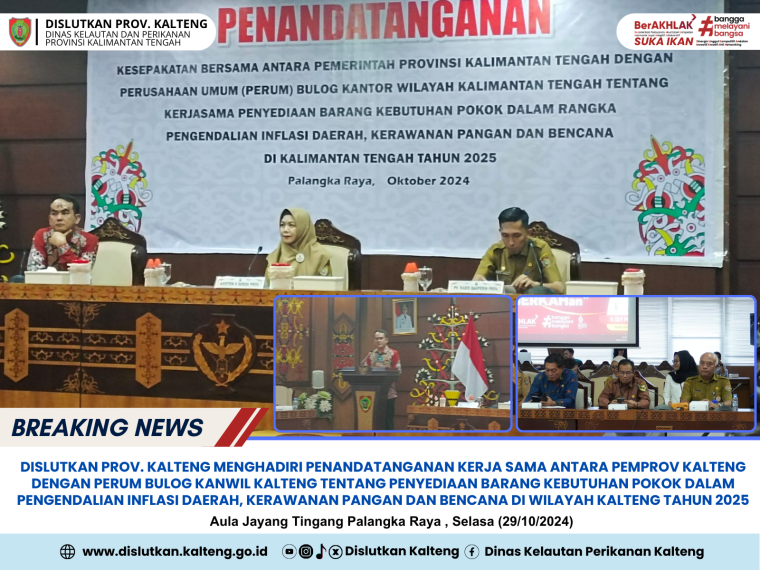 Gambar Dislutkan Prov. Kalteng menghadiri penandatanganan kerja sama antara Pemprov Kalteng dengan Perum Bulog Kanwil Kalteng