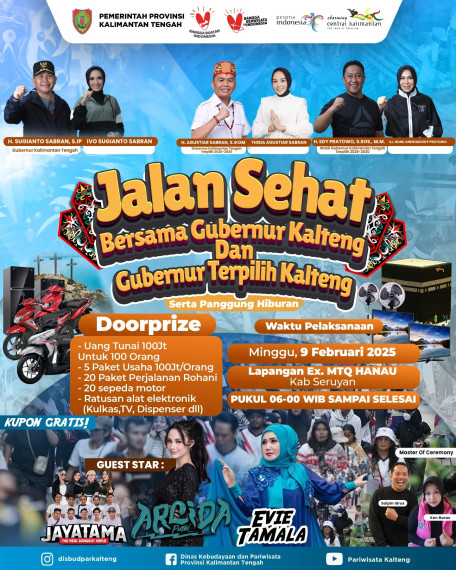 Gambar Hadiri dan ikuti...!! Jalan Sehat Bersama Gubernur Kalteng dan Gubernur Kalteng Terpilih.