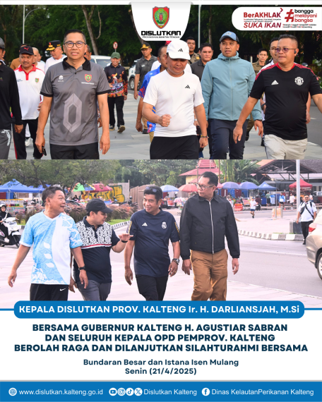 Gambar Kepala Dislutkan Prov. Kalteng Ir. H. Darliansjah, M.Si Bersama Gubernur Kalteng H. Agustiar Sabran dan seluruh Kepala OPD Pemprov. Kalteng Berolah raga dan silaturahmi bersama