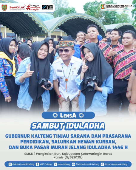 Gambar Dalam rangka menyambut Hari Raya Iduladha 1446 H, Gubernur Kalimantan Tengah H. Agustiar Sabran melaksanakan serangkaian kegiatan di SMKN 1 Pangkalan Bun pada Kamis (5/6/2025).
