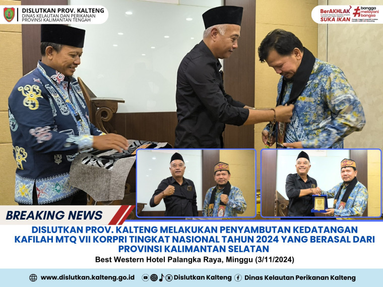 Gambar Penyambutan kedatangan Kafilah MTQ VII KORPRI Tingkat Nasional Tahun 2024 yang berasal dari Provinsi Kalimantan Selatan