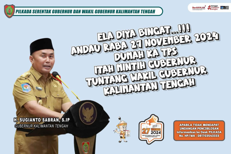 Gambar Pilkada Serentak Gubernur dan Wakil Gubernur Kalimantan Tengah  27 November 2024