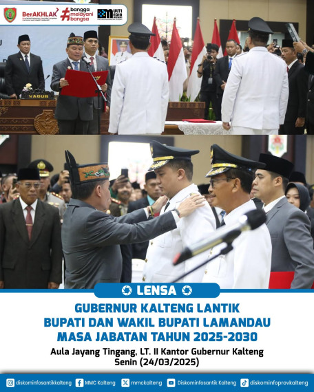 Gambar Gubernur Kalteng Lantik Bupati dan Wakil Bupati Lamandau Masa Jabatan Tahun 2025-2030