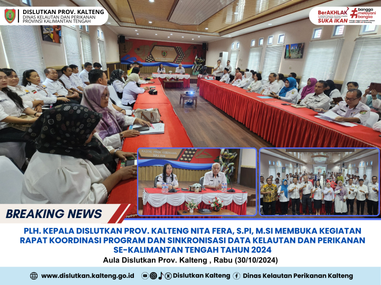 Gambar Plh. Kepala Dislutkan Prov. Kalteng Nita Fera, S.Pi, M.Si Membuka Kegiatan Rapat Koordinasi Program dan Sinkronisasi Data Kelautan dan Perikanan Se-Kalteng Tahun 2024