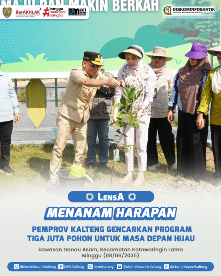 Gambar Gubernur Kalteng melaksanakan kegiatan penanaman pohon di kawasan Danau Asam, Kecamatan Kotawaringin Lama