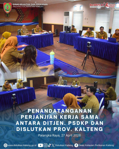 Gambar Penandatanganan Perjanjian Kerja Sama Antara antara Ditjen. PSDKP dan Dislutkan Prov. Kalteng