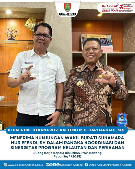 Gambar Kepala Dislutkan Prov. Kalteng Ir. H. Darliansjah, M.Si Menerima Kunjungan Wakil Bupati Sukamara Nur Efendi, SH