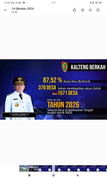 Gambar Capaian Pembangunan : Gubernur Sugianto Sabran Gagas Program Kalteng Menyala dan Percepat Peningkatan Desa Teraliri Listrik