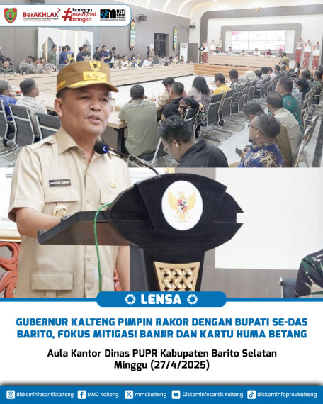 Gambar Gubernur Kalteng Pimpin Rakor dengan Bupati Se-DAS Barito, Fokus Mitigasi Banjir dan Kartu Huma Betang