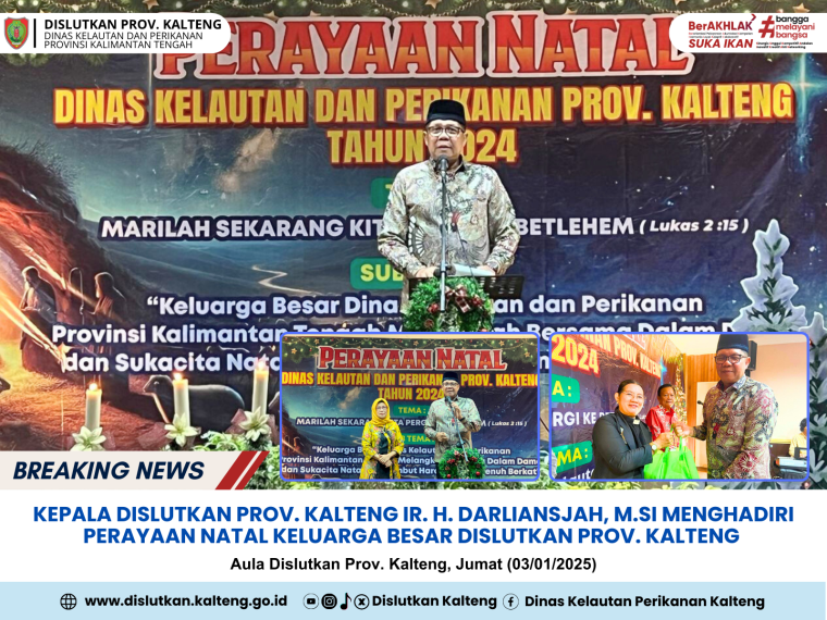 Gambar Kepala Dislutkan Prov. Kalteng Ir. H. Darliansjah, M.Si Menghadiri Perayaan Natal Keluarga Besar Dislutkan Prov. Kalteng bertempat di Aula Dislutkan Prov. Kalteng, Jumat (3/1/2024)