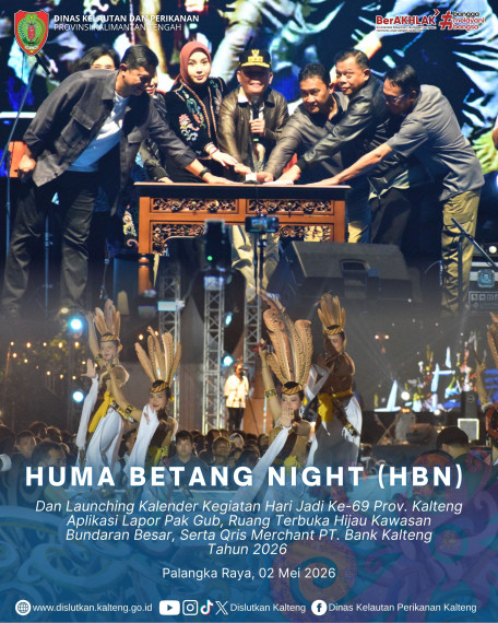 Gambar Huma Betang Night Dan Launching Kalender Kegiatan Hari Jadi Ke-69 Prov. Kalteng Aplikasi Lapor Pak Gub, Ruang Terbuka Hijau Kawasan Bundaran Besar, Serta Qris Merchant PT. Bank Kalteng Tahun 2026