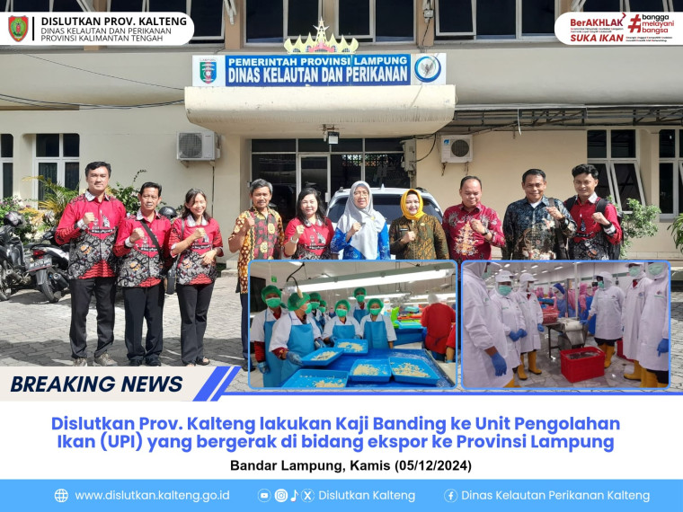 Gambar Dislutkan Kalteng lakukan Kaji Banding ke Unit Pengolahan Ikan (UPI) yang bergerak di Bidang Ekspor Rajungan dan Udang Vaname ke Provinsi Lampung