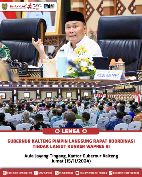 Gambar Gubernur Kalteng Pimpin Langsung Rapat Koordinasi Tindak Lanjut Kunker Wapres RI