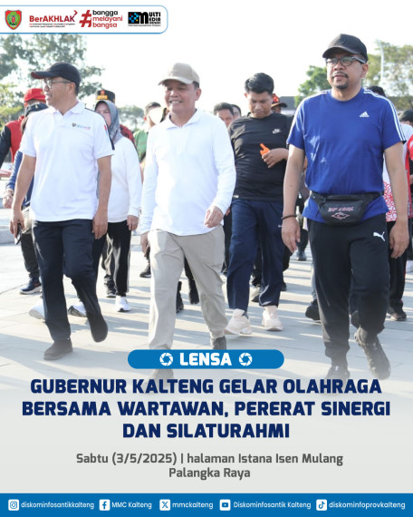 Gambar Gubernur Kalimantan Tengah H. Agustiar Sabran mengundang pimpinan organisasi wartawan dan jurnalis untuk olahraga bersama