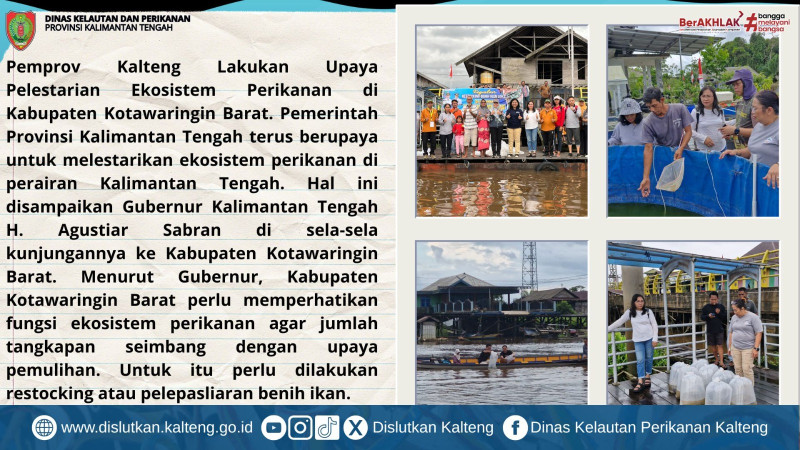 Gambar Pemprov. Kalteng Lakukan Upaya Pelestarian Ekosistem Perikanan di Kabupaten Kotawaringin Barat