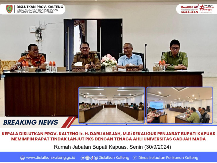 Gambar Kepala Dislutkan Prov. Kalteng Ir. H. Darliansjah, M. Si memimpin Rapat Tindak Lanjut PKS dengan Tenaga Ahli Universitas Gadjah Mada
