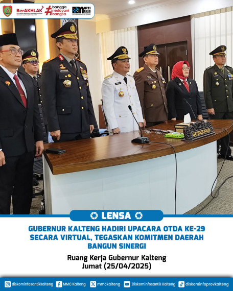 Gambar Gubernur Kalteng Hadiri Upacara Otda ke-29 Secara Virtual, Tegaskan Komitmen Daerah Bangun Sinergi