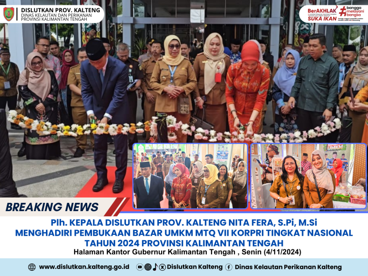 Gambar Plh. Kepala Dislutkan Prov. Kalteng Nita Fera, S.Pi, M.Si Menghadiri Pembukaan Bazar UMKM MTQ VII Korpri Tingkat Nasional Tahun 2024 Provinsi Kalimantan Tengah