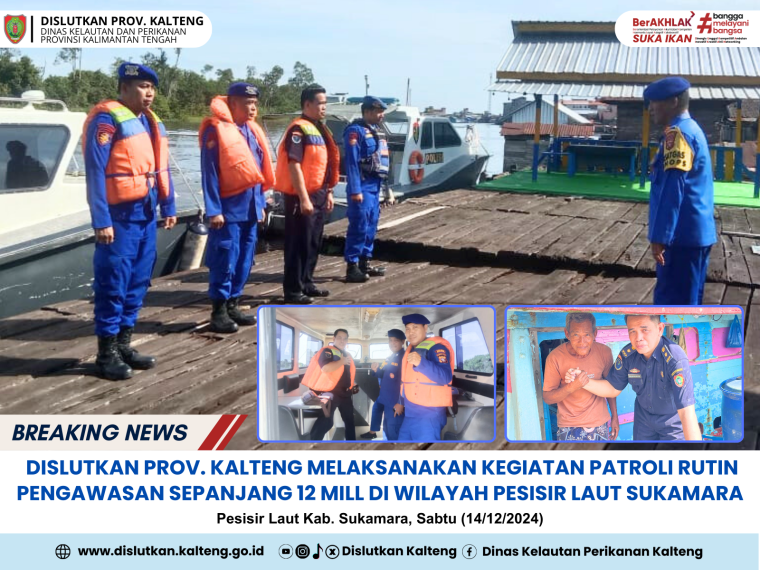 Gambar Dislutkan Prov. Kalteng Melaksanakan Kegiatan Patroli Rutin Pengawasan Sepanjang 12 Mill di Wilayah Pesisir Laut Sukamara, Sabtu ( 14/12/2024)