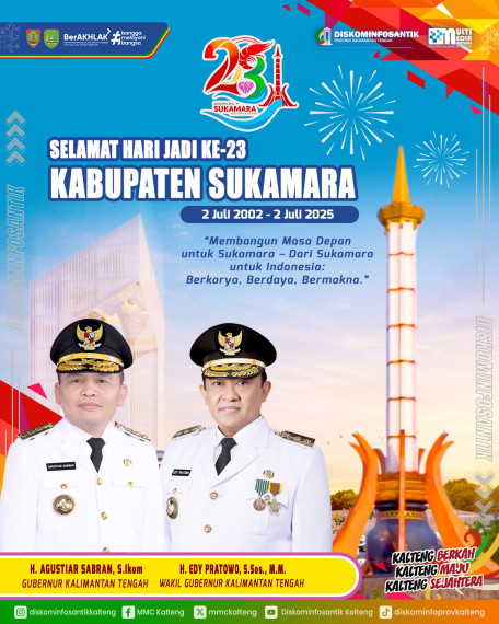 Gambar SELAMAT HARI JADI KE-23 KABUPATEN SUKAMARA 2 Juli 2002 - 2 Juli 2025