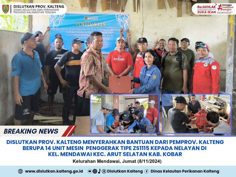 Gambar Dislutkan Prov. Kalteng Menyerahkan bantuan dari Pemerintah Provinsi Kalimantan Tengah berupa 14 Unit Mesin Penggerak Tipe Zs1115