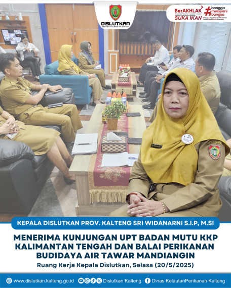 Gambar Kepala Dislutkan Prov. Kalteng Sri Widanarni, S.IP, M.Si Menerima Kunjungan UPT Badan Mutu KKP Kalimantan Tengah dan Balai Perikanan Budidaya Air Tawar Mandiangin