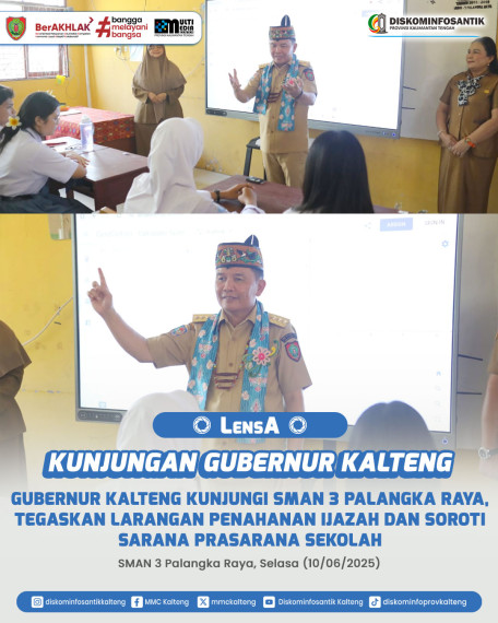Gambar Gubernur Kalimantan Tengah H. Agustiar Sabran, melakukan kunjungan ke SMAN 3 Palangka Raya pada Selasa, (10/6/2025)