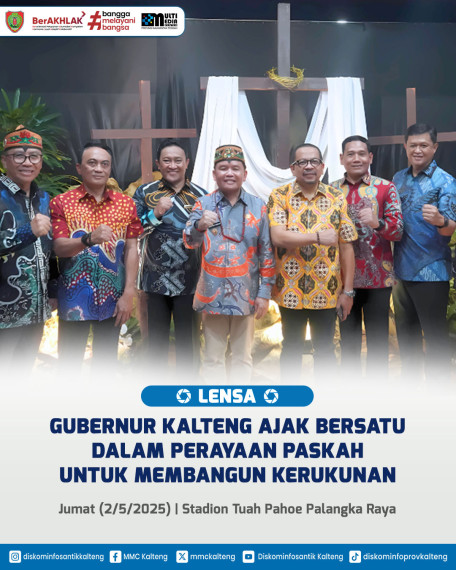 Gambar Gubernur Kalteng H. Agustiar Sabran bersama Wakil Gubernur H. Edy Pratowo menghadiri acara Ucapan Syukur dan Paskah Kalteng 2025