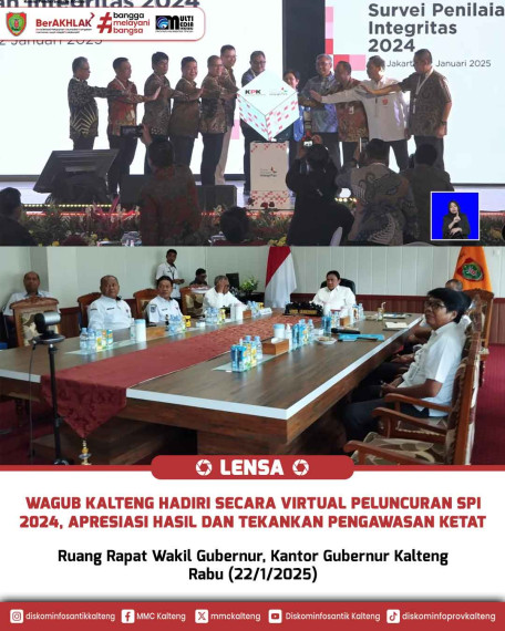 Gambar Wagub Kalteng Hadiri Secara Virtual Peluncuran SPI 2024, Apresiasi Hasil dan Tekankan Pengawasan Ketat