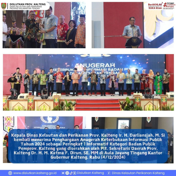 Gambar Kepala Dinas Kelautan dan Perikanan Prov. Kalteng Ir. H. Darliansjah, M. Si kembali menerima Penghargaan Anugerah Keterbukaan Informasi Publik Tahun 2024 sebagai Peringkat 1 Informatif