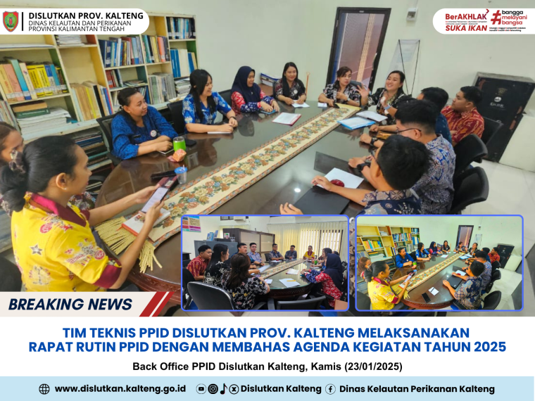 Gambar Tim Teknis PPID Dislutkan Prov. Kalteng Melaksanakan Rapat Rutin dengan membahas Agenda Kegiatan Tahun 2025 di Ruang Back Office PPID Dislutkan Kalteng, Kamis (23/01/2025)