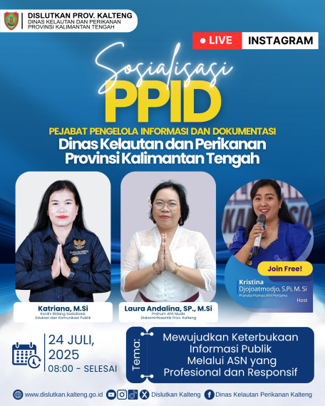 Gambar Saksikan Live Instagram Dislutkan Kalteng Sosialisasi Pejabat Pengelola Informasi dan Dokumentasi (PPID) Dinas Kelautan dan Perikanan Prov. Kalteng