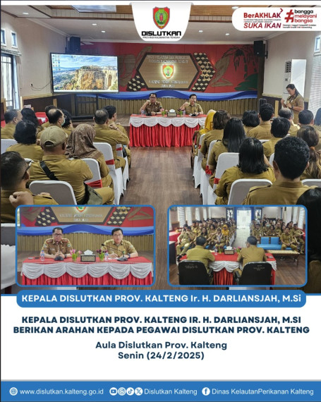 Gambar Kepala Dislutkan Prov. Kalteng Ir. H. Darliansjah, M.Si Berikan Arahan Kepada Pegawai Dislutkan Prov. Kalteng di Aula Dislutkan Prov. Kalteng, Senin (24/2/2025)