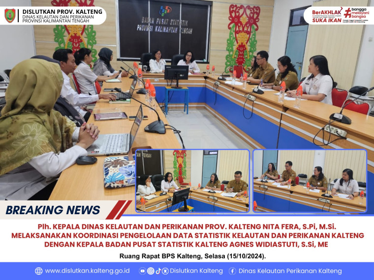Gambar Plh. Kepala Dislutkan Prov. Kalteng Nita Fera, S.Pi, M.Si Melaksanakan Koordinasi Pengelolaan Data Statistik Kelautan Dan Perikanan Kalteng Dengan Kepala BPS Kalteng Agnes Widiastuti, S.Si, ME